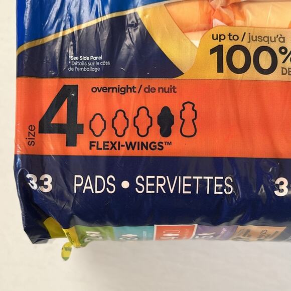 Always Maxi Pads Size 4 Overnight 33 Pads Flexi-Wings - Picture 2 of 7